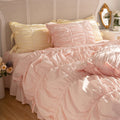 Coquette Ruffle Ribbon Ties Duvet Cover / Pink