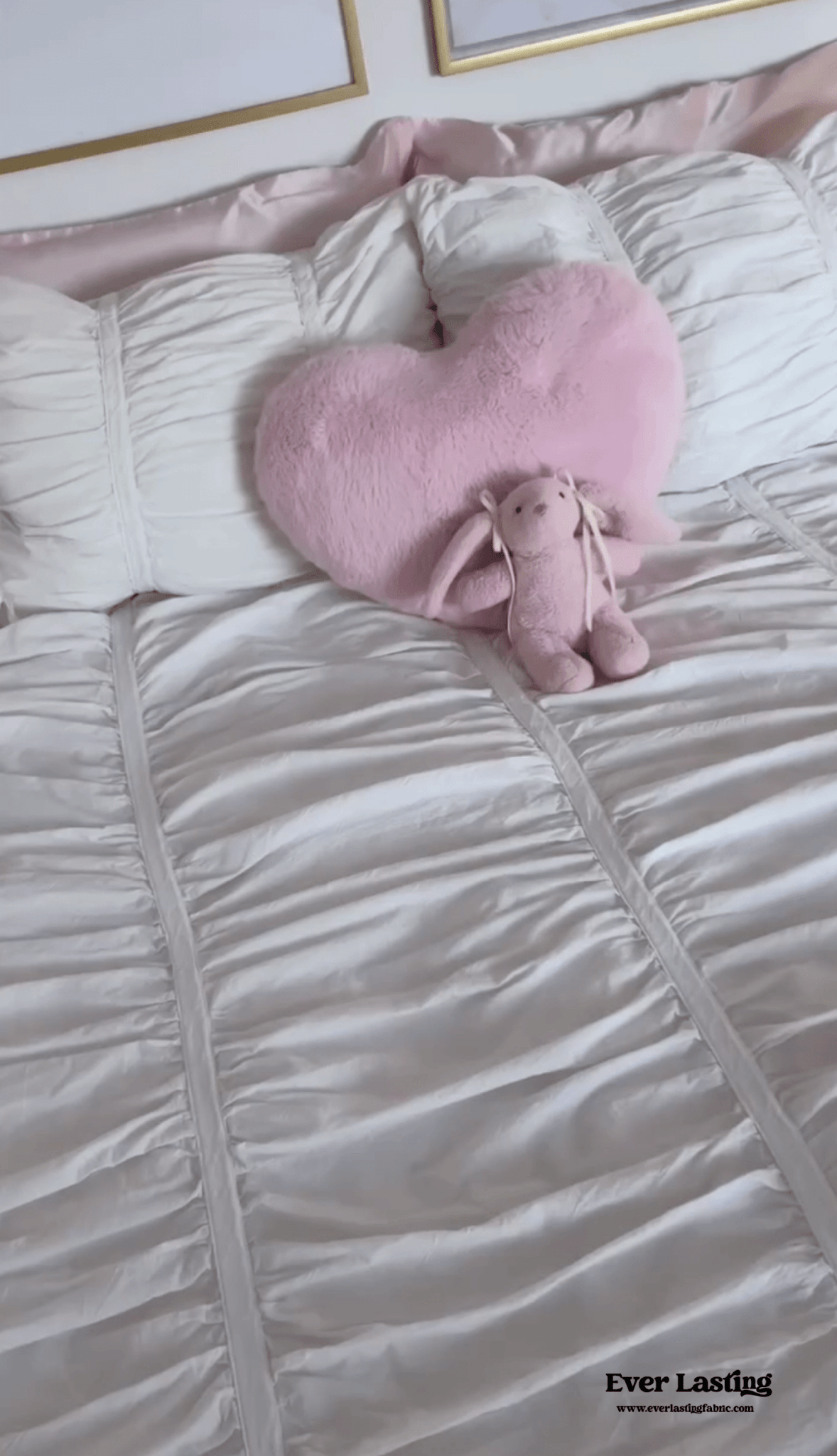 Coquette Ruffle Ribbon Ties Duvet Cover / White