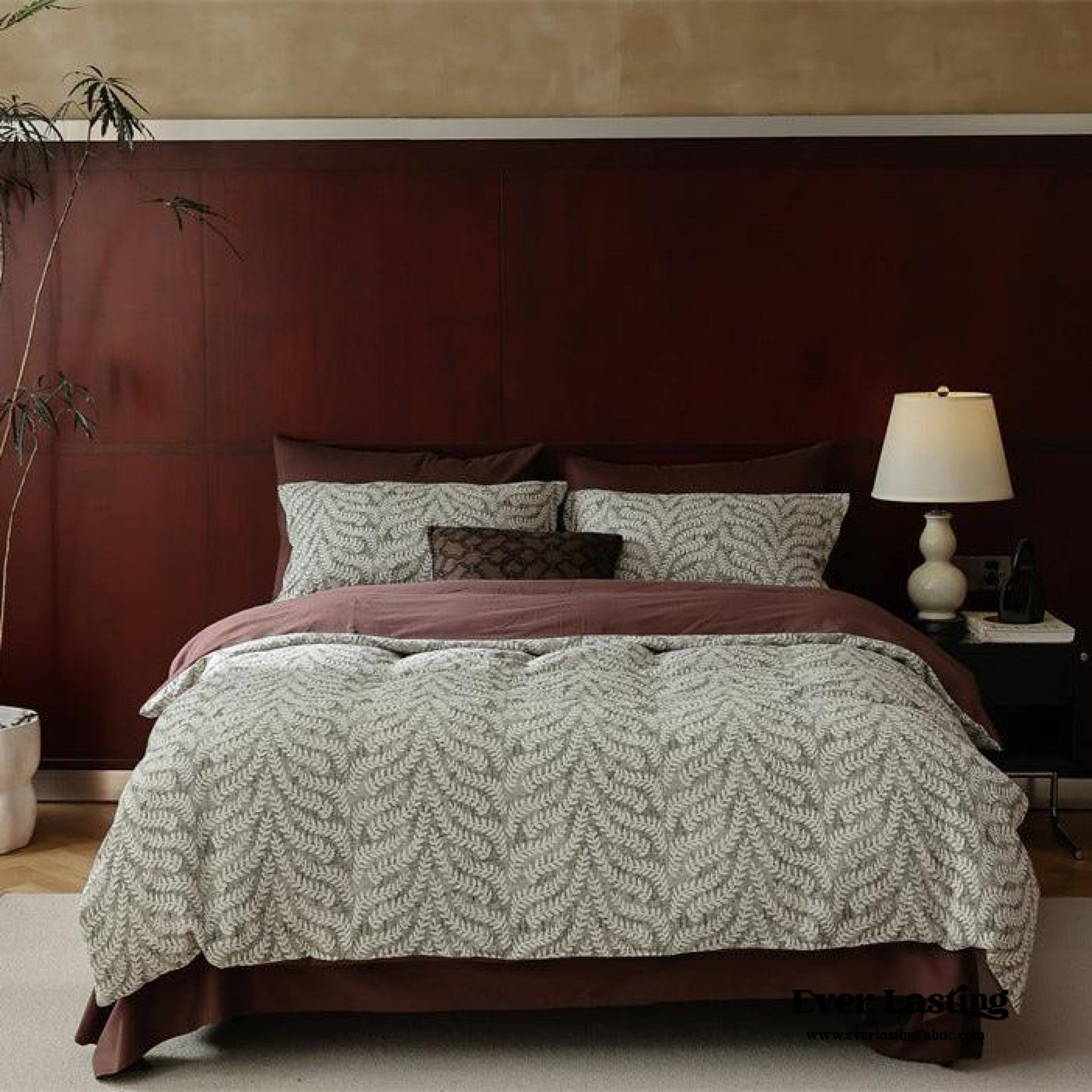 Lucien Silky Vintage Jacquard Bedding Set / Green