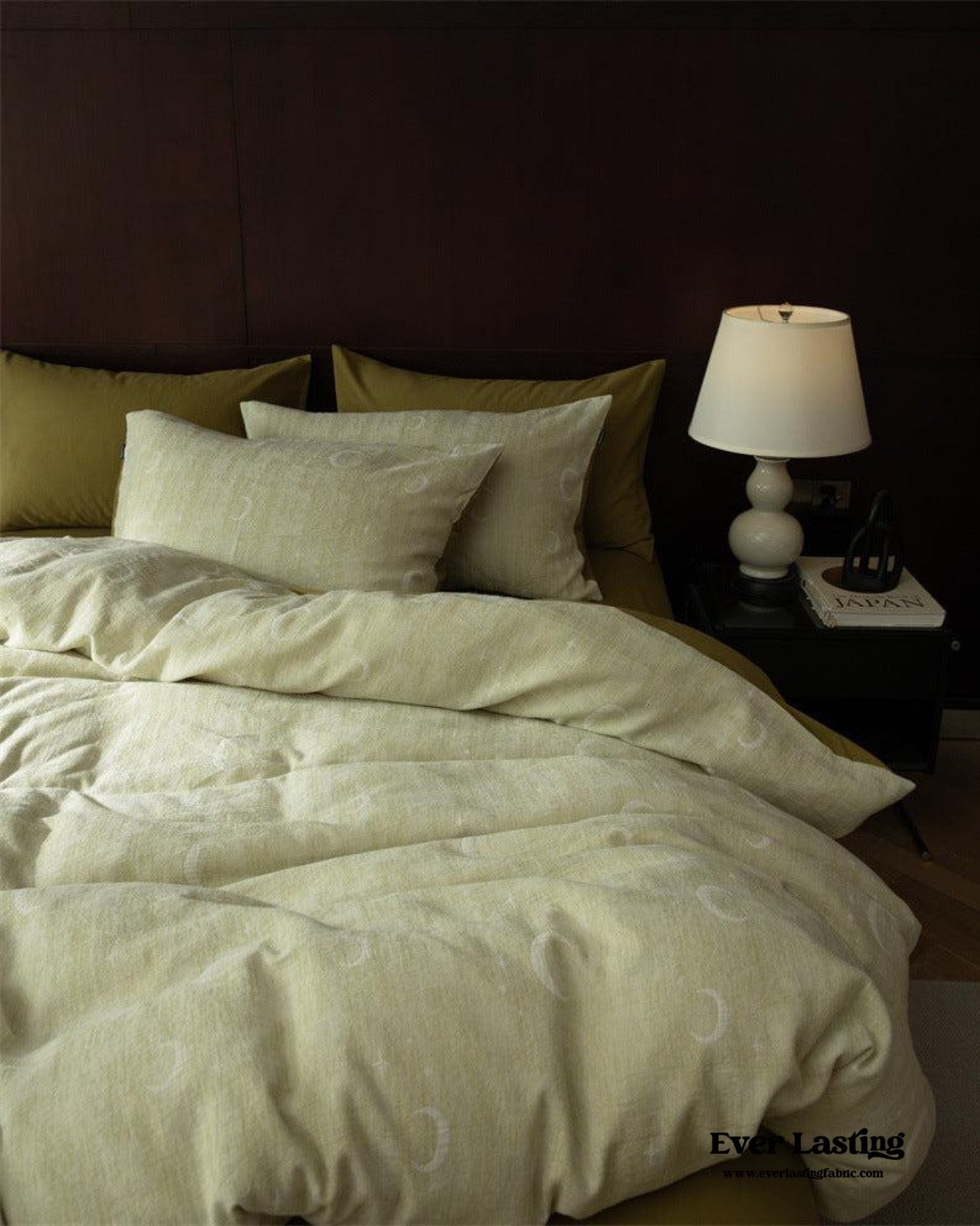 Lucien Silky Vintage Jacquard Bedding Set / Green