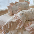Millie Lace Ruffle Floral Bedding Set / Beige