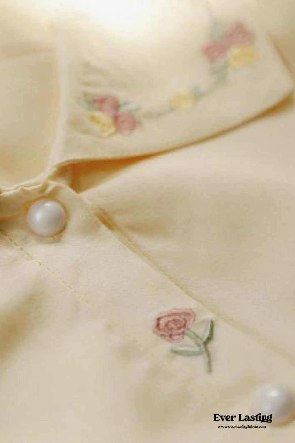 Silky Rose Cream Yellow Embroidered Short Pajama Set
