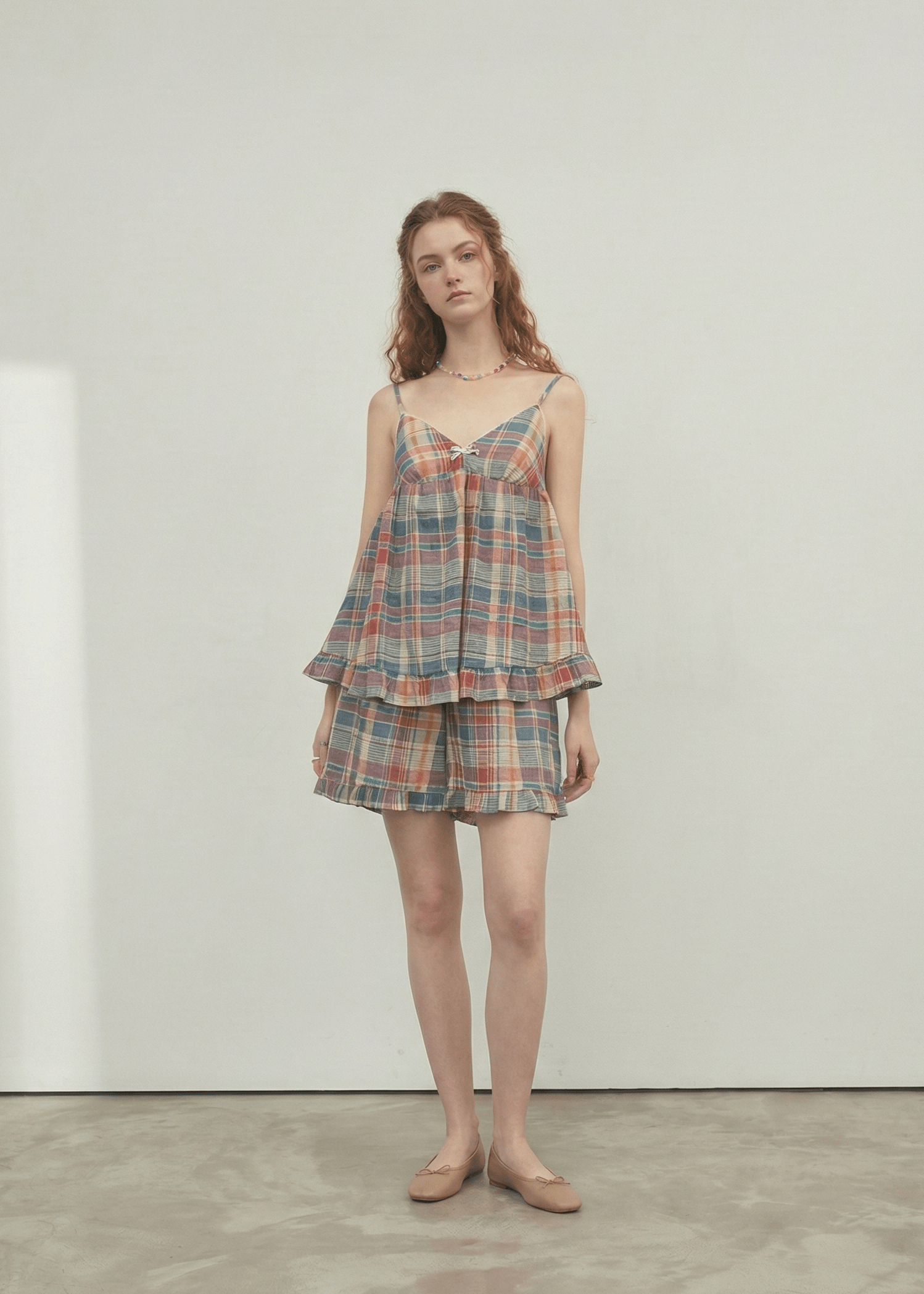 Vintage Inspired Plaid Tank Shorts Pajama Set