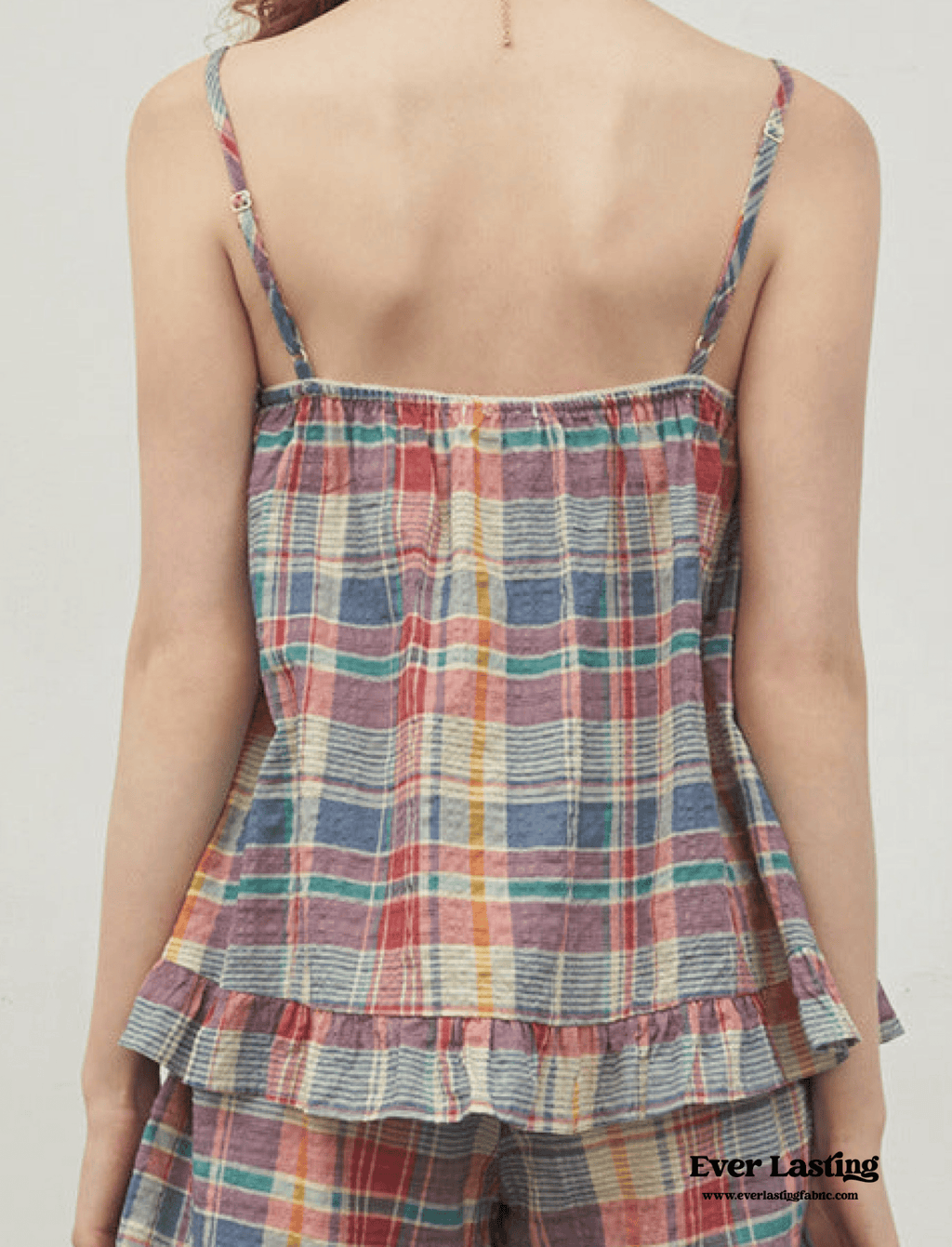 Vintage Inspired Plaid Tank Shorts Pajama Set