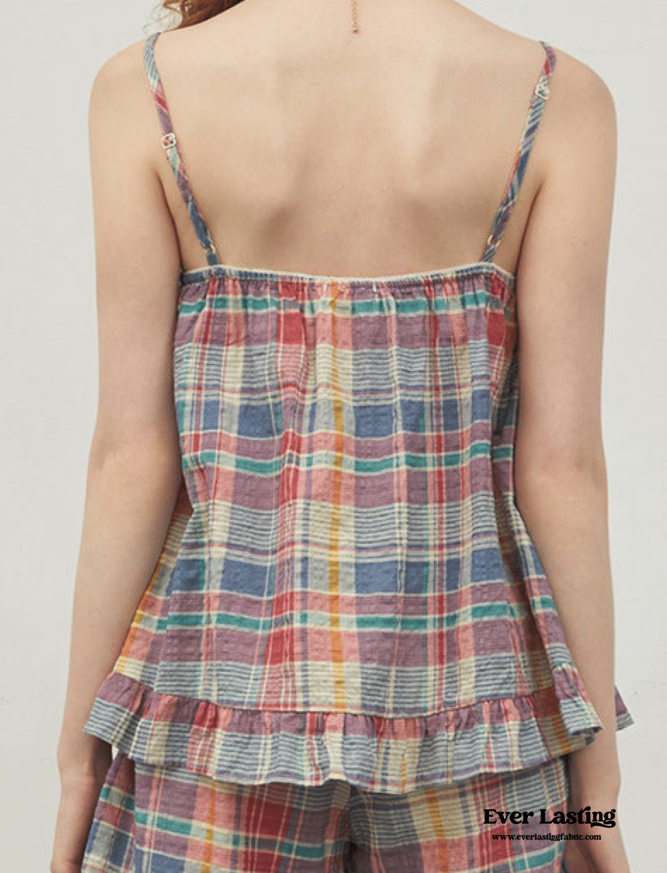Vintage Inspired Plaid Tank Shorts Pajama Set