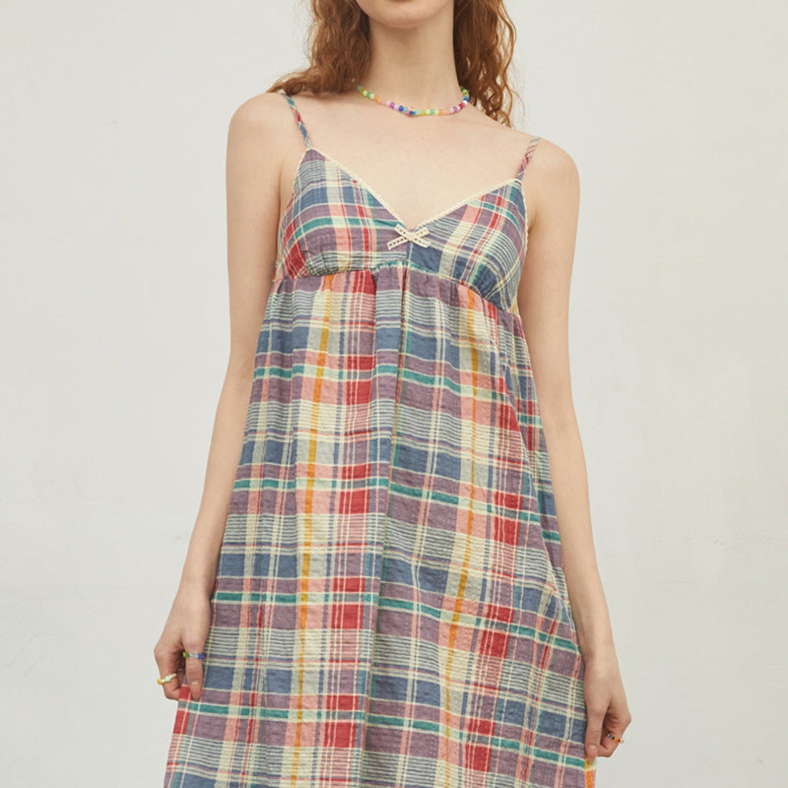 Vintage Inspired Plaid Tank Shorts Pajama Set
