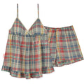 Vintage Inspired Plaid Tank Shorts Pajama Set